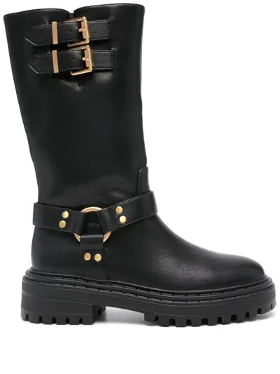 Twinset Oval T Boots In Black