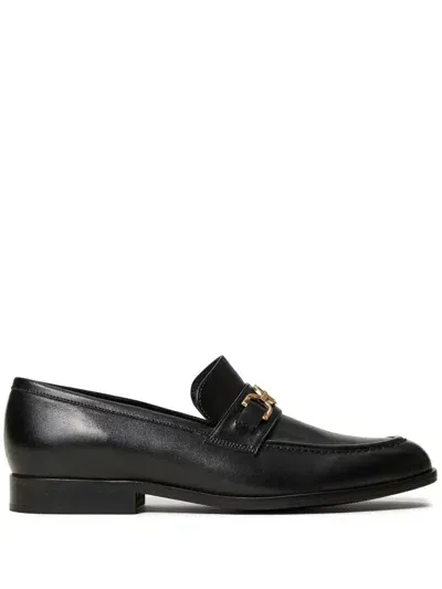 Twinset Oval T Leather Loafers In Schwarz