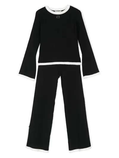 Twinset Kids' Ribbed Trousers Set In Black