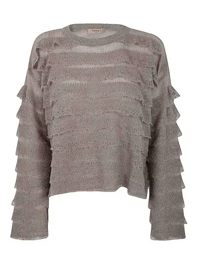 Twinset Round Neck Sweater In Gris