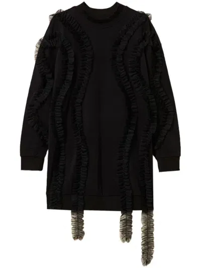 Twinset Ruffle-detail Sweatshirt In Black