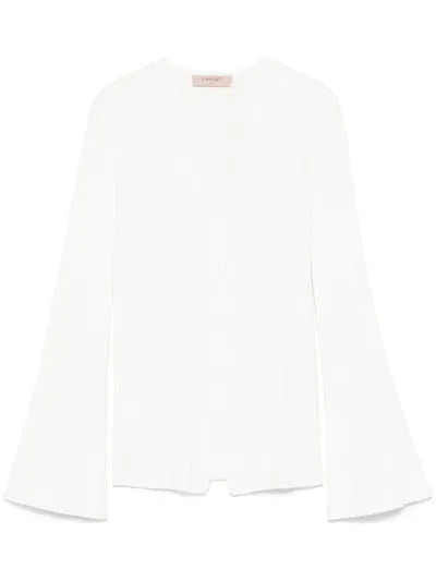 Twinset Twist-detailing Ribbed Sweater In White