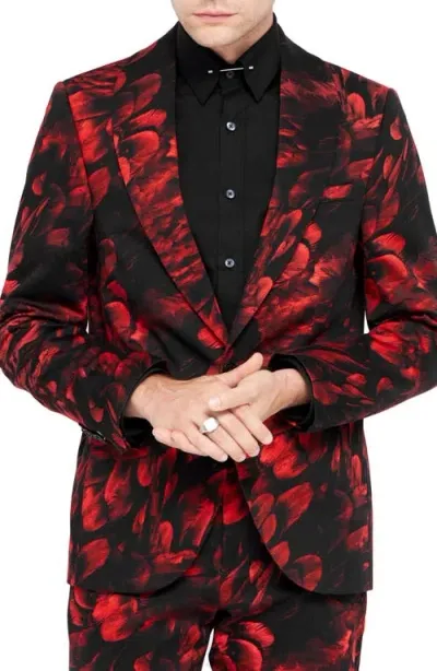 Twisted Tailor Heron Skinny Fit Red Floral Stretch Cotton Sport Coat