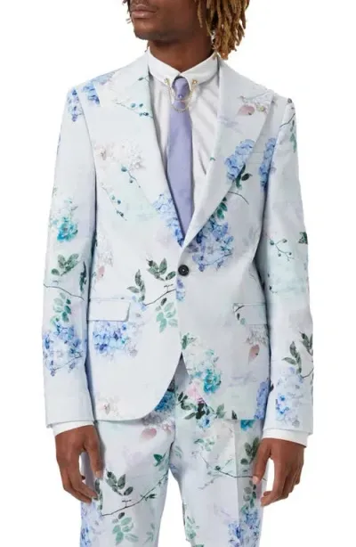 Twisted Tailor Pickhurst Skinny Fit Blue Floral Stretch Cotton Sport Coat