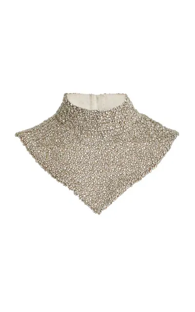 Twp Diamonds Are A… Crystal-embellished Silk Top In Silver