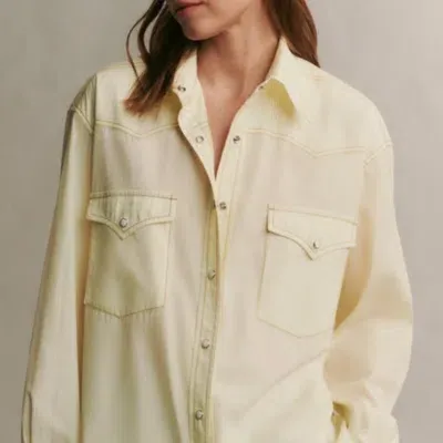 Twp Dutton Oversized Cotton Western Shirt In Yellow