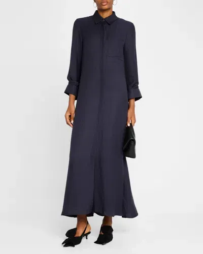 Twp Jenny's Gown Oversized Cotton Poplin Shirtdress In Midnight