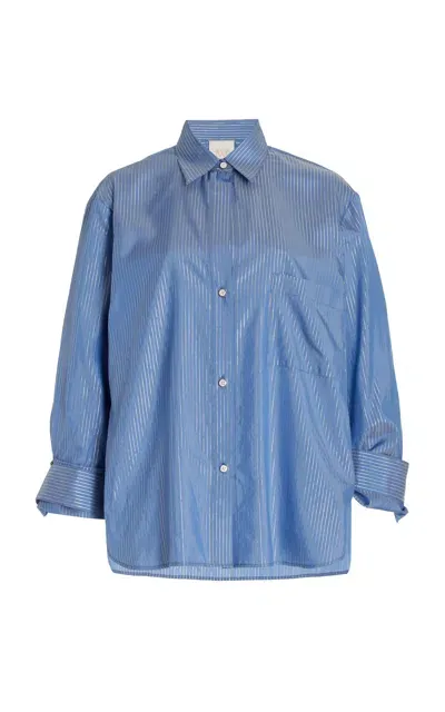 Twp New Morning After Oversized Cotton Shirt In Blue