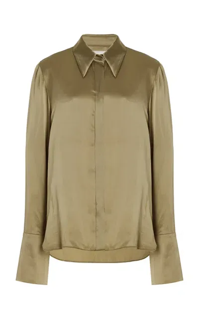 Twp Object Of Affection Silk-charmeuse Shirt In Green