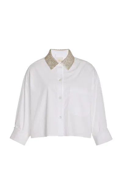 Twp Soon To Be Ex Crystal-embellished Cotton Shirt In White