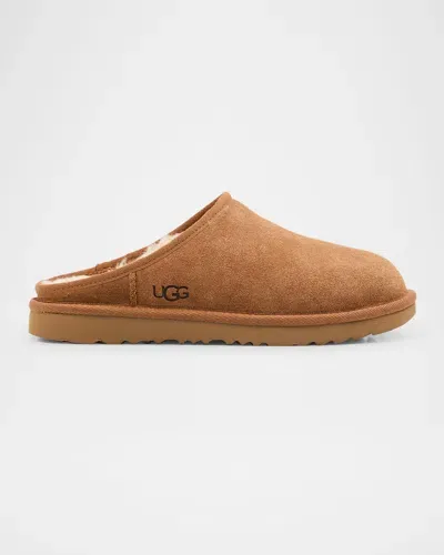 Ugg Boy's Classic Suede Slippers, Kids In Chestnut