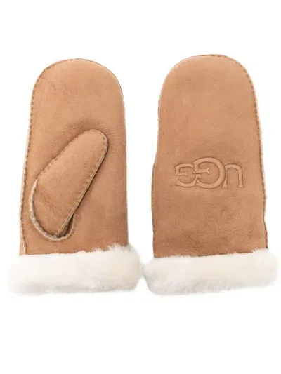 Ugg W Sheepskin Embroider Mitten Accessories In Che Chestnut