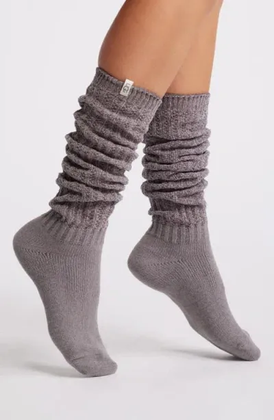 Ugg(r) Clarice Slouchy Knee High Socks In Charcoal