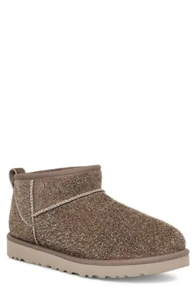 Ugg(r) Classic Ultra Mini Shaggy Water Resistant Boot In Smoke Plume