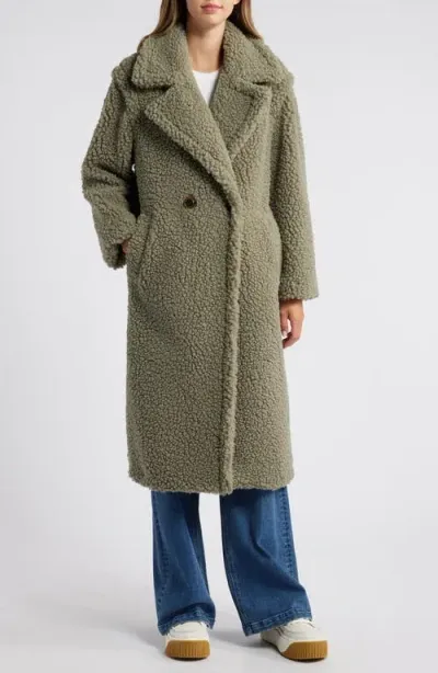 Ugg(r) Gertrude Double Breasted Teddy Coat In Moss Green