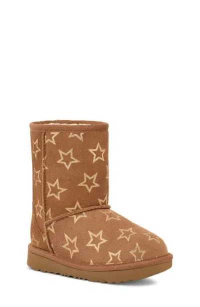 Ugg(r) Kids' Classic Ii Iridescent Stars Boot In Chestnut/gold Iridescent