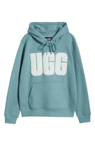 Ugg(r) Rey Fuzzy Logo Hoodie In Deep Ice