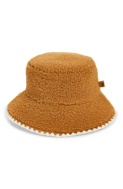 Ugg(r) Uggfluff Scalloped Faux Fur Bucket Hat In Chestnut