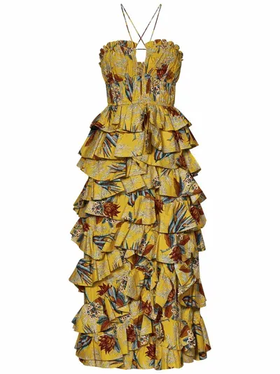 Ulla Johnson Josefine Printed Cotton Midi Dress In Marigold