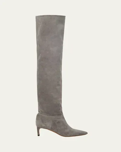 Ulla Johnson Carolina Suede Over-the-knee Boots In Grey