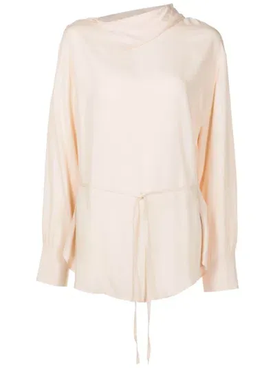 Uma Raquel Davidowicz Tied-waist Long-sleeve Blouse In Neutrals