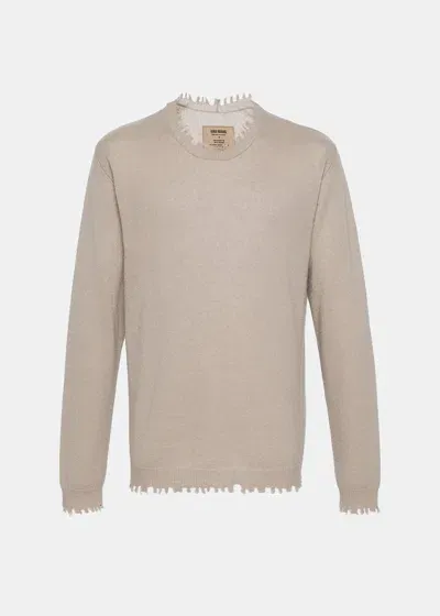 Uma Wang Distressed Fine-knit Jumper In Tan