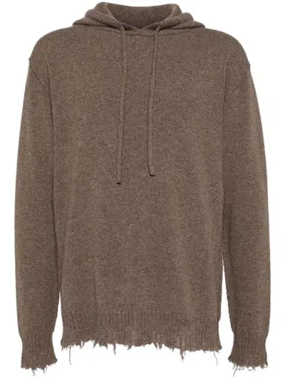 Uma Wang Cashmere Hooded Jumper In Brown