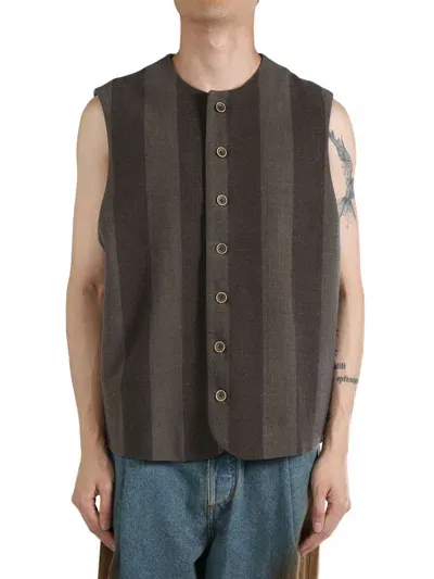 Uma Wang Cuneo Jog Waistcoat In Uw086 Grey/brown