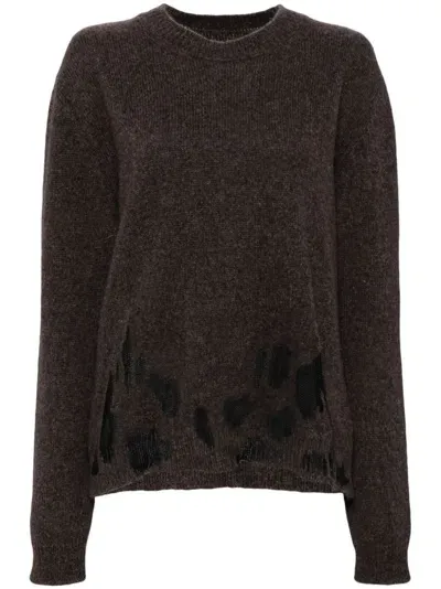 Uma Wang Cut-out Crewneck Sweater In Brown