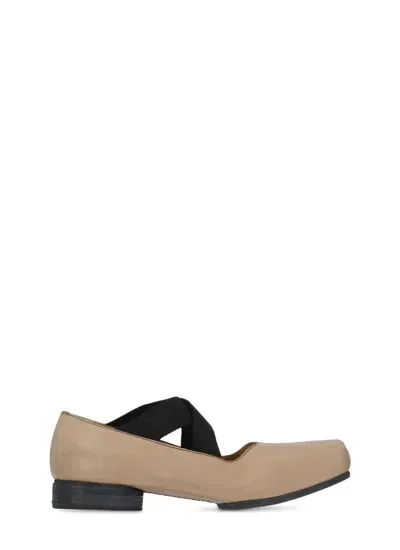 Uma Wang Leather Ballet Shoes In Natural