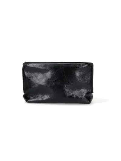 Uma Wang Logo Shoulder Bag In Black  