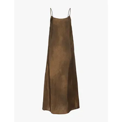 Uma Wang Omens Dark Brown Anaya Spaghetti-strap Woven Midi Slip Dress