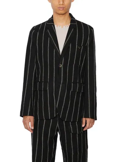 Uma Wang Jaden Striped Jacket In Black