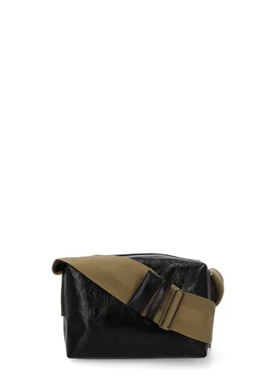 Uma Wang Square Shoulder Bag In Leather In Black