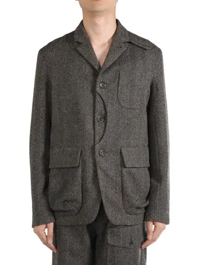 Uma Wang Sydney Newspaper Jacket In Uw092 Black/tan