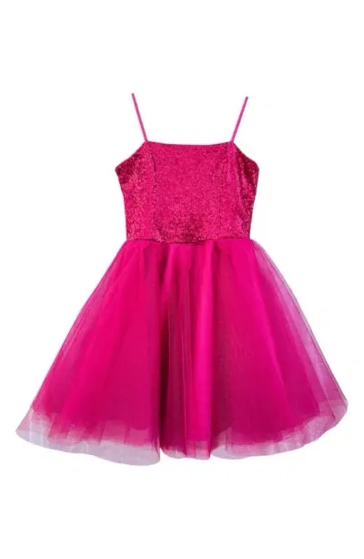 Un Deux Trois Kids' Sequin & Tulle Party Dress In Fus