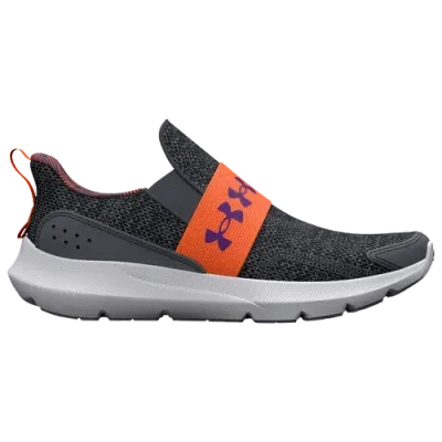 Under Armour Boys Preschool   Surge 3 Slip In Pitch Gray/orange Blaze/galaxy Purple