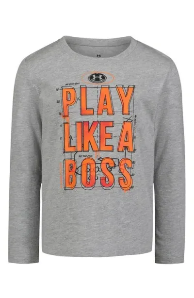 Under Armour Kids' Play Like A Boss Long Sleeve Graphic T-shirt In Mod Gray