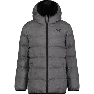 Under Armour Kids' Pronto Water Resistant Quilted Hooded Puffer Jacket In Pitch Gray Heather