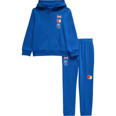 Under Armour Kids' Rival Graphic Hoodie & Solid Sweatpants Set In Tech Blue