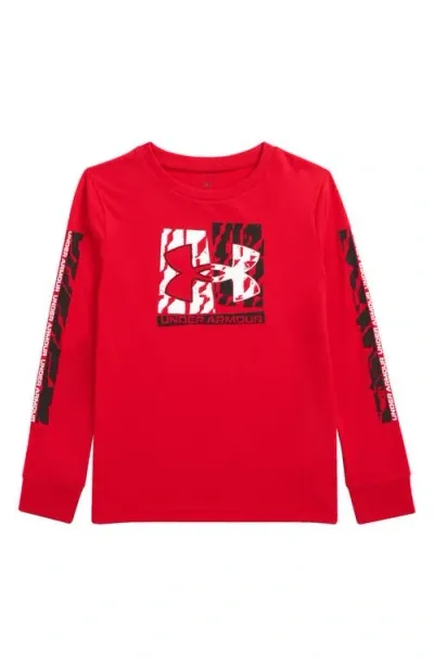 Under Armour Kids' Ua Zigzag Logo Long Sleeve Performance Graphic T-shirt In Red