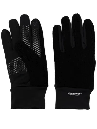 Undercover Logo Print Gloves In Black