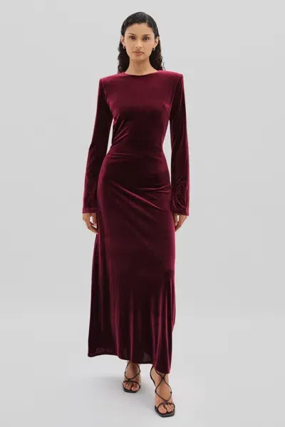 Undress Code Burgundy Code Open-back Velvet Maxi Dress