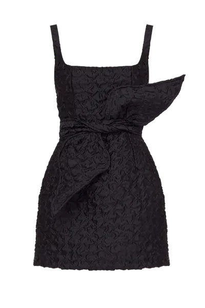 Undress Golda Black Textured Fabric Mini Dress With Bow Belt