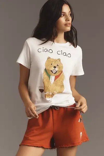 Unfortunate Portrait Ciao Ciao Graphic Tee In White