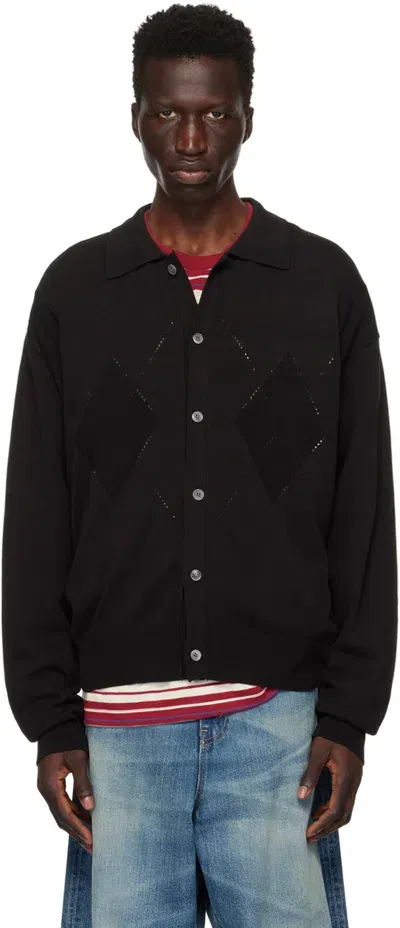 Uniform Bridge Black Argyle Cardigan