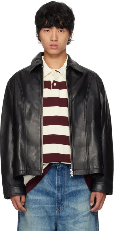 Uniform Bridge Black Drizzler Leather Jacket