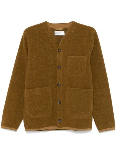 Universal Works Fleece Cardigan In Brown