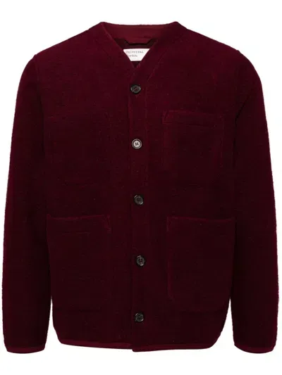 Universal Works Fleece Cardigan In Red