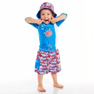 Uv Skinz Kids'  3pc Sun & Swim Set In Blue Sharks